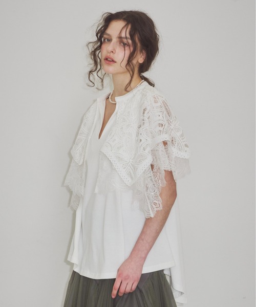 LA BELLE ETUDE(ラベルエチュード)の「【TEN by LA BELLE ETUDE】モチーフレースカラースキッパートップス(Tシャツ/カットソー・レディース・その他/ブラック/ホワイト・FREE)」の21枚目の写真