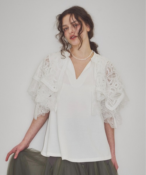 LA BELLE ETUDE(ラベルエチュード)の「【TEN by LA BELLE ETUDE】モチーフレースカラースキッパートップス(Tシャツ/カットソー・レディース・その他/ブラック/ホワイト・FREE)」の20枚目の写真