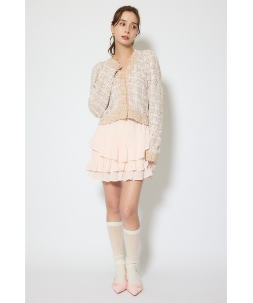 rienda(リエンダ)の「ツイードニットカーディガントップス 春服(カーディガン/ボレロ・レディース・ブラック/グリーン/ベージュ・FREE)」の6枚目の写真