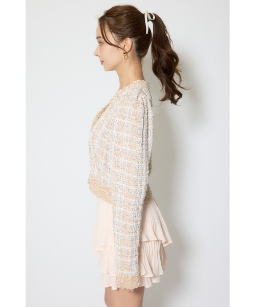 rienda(リエンダ)の「ツイードニットカーディガントップス 春服(カーディガン/ボレロ・レディース・ブラック/グリーン/ベージュ・FREE)」の10枚目の写真