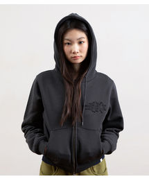 3STAR CROP HOODIE ZIP UP_CHARCOAL(NG2GSUM492A)