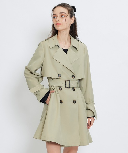 REDYAZEL（レディアゼル）の「ウエストベルトショートトレンチコート（トレンチコート・レディース・ブラック/カーキ/ベージュ・FREE）」の3枚目の写真
