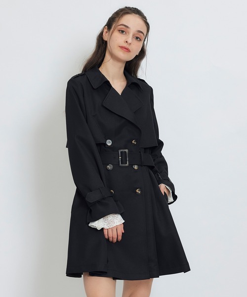 REDYAZEL（レディアゼル）の「ウエストベルトショートトレンチコート（トレンチコート・レディース・ブラック/カーキ/ベージュ・FREE）」の2枚目の写真