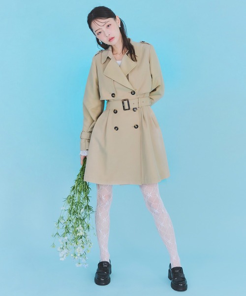 REDYAZEL（レディアゼル）の「ウエストベルトショートトレンチコート（トレンチコート・レディース・ブラック/カーキ/ベージュ・FREE）」の5枚目の写真