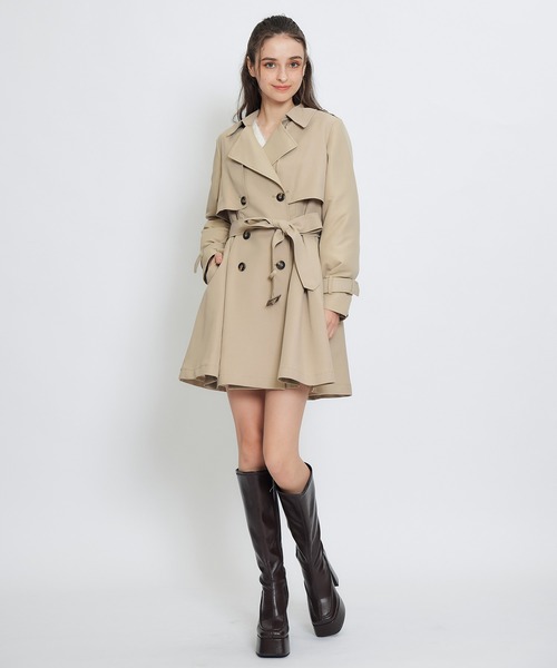 REDYAZEL（レディアゼル）の「ウエストベルトショートトレンチコート（トレンチコート・レディース・ブラック/カーキ/ベージュ・FREE）」の7枚目の写真