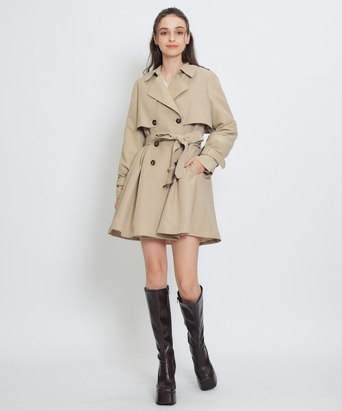 REDYAZEL（レディアゼル）の「ウエストベルトショートトレンチコート（トレンチコート・レディース・ブラック/カーキ/ベージュ・FREE）」の8枚目の写真