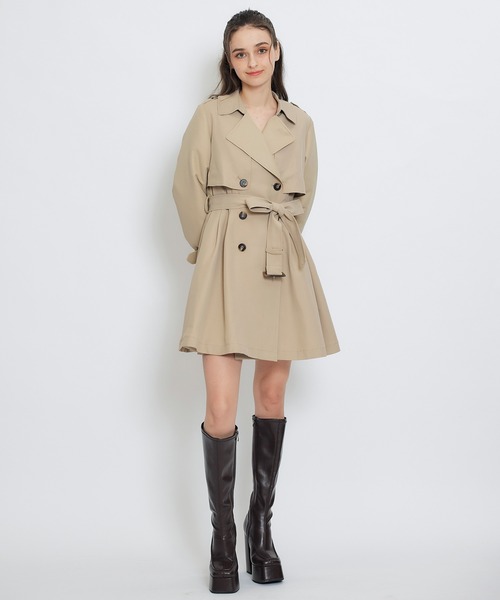 REDYAZEL（レディアゼル）の「ウエストベルトショートトレンチコート（トレンチコート・レディース・ブラック/カーキ/ベージュ・FREE）」の10枚目の写真