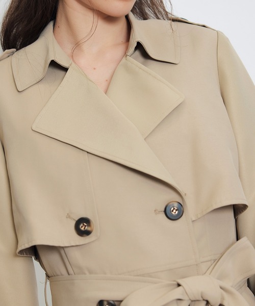 REDYAZEL（レディアゼル）の「ウエストベルトショートトレンチコート（トレンチコート・レディース・ブラック/カーキ/ベージュ・FREE）」の14枚目の写真