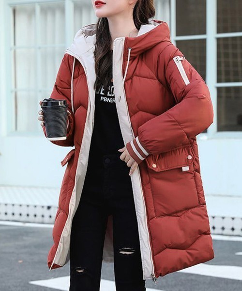 Miniministore(ミニミニストア)の「フード付きロングダウンコート中綿アウター(その他アウター・レディース・イエロー/ラベンダー/ダークブルー/アイボリー/ブラック/ワインレッド/ライトグリーン・FREE)」の7枚目の写真