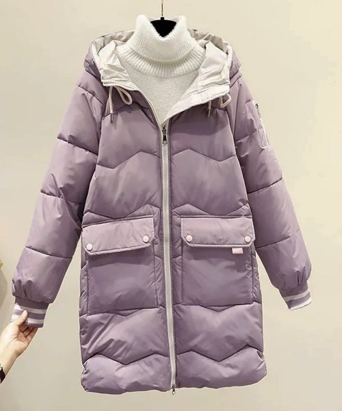 Miniministore(ミニミニストア)の「フード付きロングダウンコート中綿アウター(その他アウター・レディース・イエロー/ラベンダー/ダークブルー/アイボリー/ブラック/ワインレッド/ライトグリーン・FREE)」の8枚目の写真
