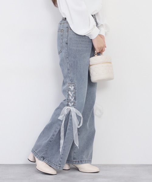 .WORKS(ドットワークス)の「.works デニムシューレースフレアー(デニムパンツ・レディース・ブルー/ダークグレー/ライトブルー・64/61)」の3枚目の写真
