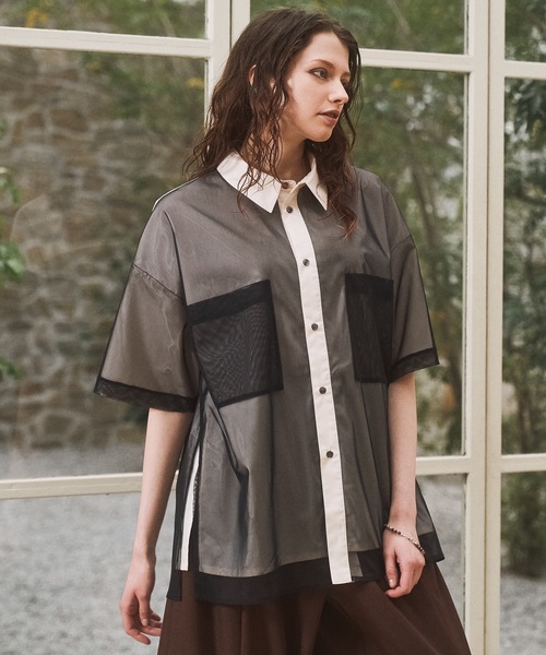 CASPER JOHN(キャスパージョン)の「Tule layered shirts/チュールレイヤードシャツ(シャツ/ブラウス・メンズ・ブラック/ネイビー/ブルー・LARGE/MEDIUM/SMALL/X-SMALL)」の2枚目の写真