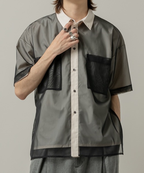 CASPER JOHN(キャスパージョン)の「Tule layered shirts/チュールレイヤードシャツ(シャツ/ブラウス・メンズ・ブラック/ネイビー/ブルー・LARGE/MEDIUM/SMALL/X-SMALL)」の14枚目の写真