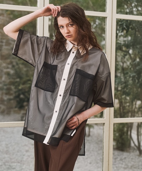 CASPER JOHN(キャスパージョン)の「Tule layered shirts/チュールレイヤードシャツ(シャツ/ブラウス・メンズ・ブラック/ネイビー/ブルー・LARGE/MEDIUM/SMALL/X-SMALL)」の4枚目の写真