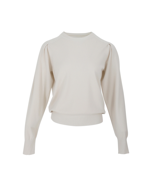 VASCARA（バスカラ）の「Puff Shoulder Round Neck Long Sleeve Knitwear (4colors)（ニット/セーター・レディース・ブラック/カーキ/クリーム/ライトイエロー・FREE）」の8枚目の写真