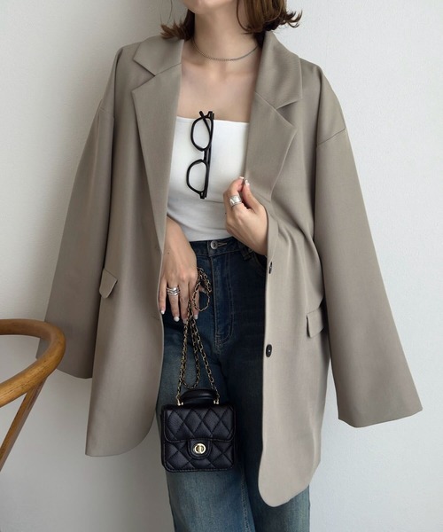 KOBE LETTUCE(コウベレタス)の「テーラードジャケット(テーラードジャケット・レディース・グレー/モカ・M)」の6枚目の写真