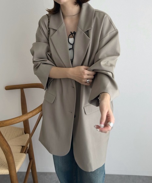 KOBE LETTUCE(コウベレタス)の「テーラードジャケット(テーラードジャケット・レディース・グレー/モカ・M)」の7枚目の写真