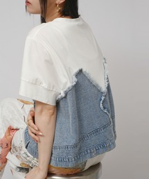 Palm Riche（ポームリシュ）の「デニムドッキングTOPS（Tシャツ/カットソー）」