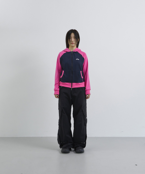 TANSANMAGNESIUM(タンサン マグネシウム)の「リンガーフードジップアップ (ネイビー/ピンク)(パーカー・レディース・その他・MEDIUM/SMALL)」の3枚目の写真