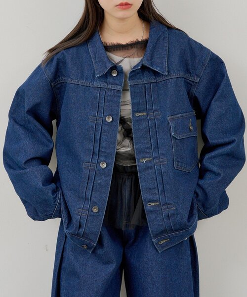 WHIMSIC(ウィムジック)の「【WHIMSIC/SETUP対応】TYPE-1 デニムジャケット(デニムジャケット・レディース・オフホワイト/インディゴブルー/ブラック・FREE)」の3枚目の写真