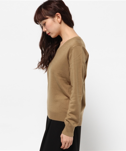 MOUSSY（マウジー）の「BASIC Vneck POK（ニット/セーター・レディース・ブルー/オフホワイト/オレンジ/キャメル/ピンク・FREE）」の7枚目の写真