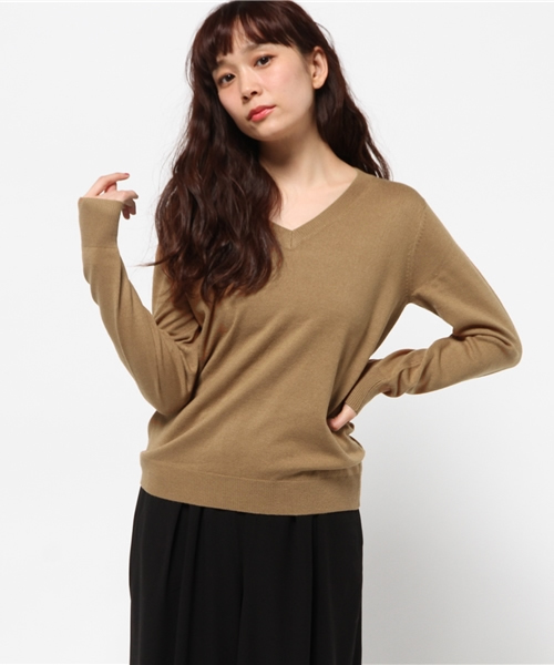 MOUSSY（マウジー）の「BASIC Vneck POK（ニット/セーター・レディース・ブルー/オフホワイト/オレンジ/キャメル/ピンク・FREE）」の14枚目の写真