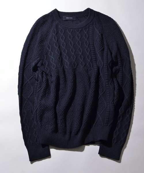 SHIPS JET BLUE(シップスジェットブルー)の「SHIPS JET BLUE(シップス ジェットブルー): 【コットン/リネン】 クレイジーケーブルニット■(ニット/セーター・メンズ・オリーブ/ライトブルー/ネイビー/グレー・SMALL/LARGE/MEDIUM)」の22枚目の写真