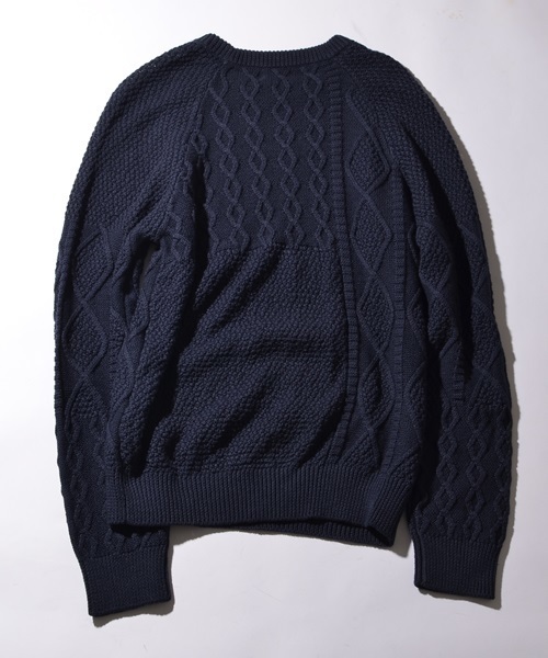 SHIPS JET BLUE(シップスジェットブルー)の「SHIPS JET BLUE(シップス ジェットブルー): 【コットン/リネン】 クレイジーケーブルニット■(ニット/セーター・メンズ・オリーブ/ライトブルー/ネイビー/グレー・SMALL/LARGE/MEDIUM)」の7枚目の写真