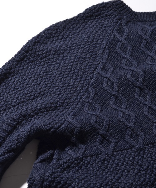 SHIPS JET BLUE(シップスジェットブルー)の「SHIPS JET BLUE(シップス ジェットブルー): 【コットン/リネン】 クレイジーケーブルニット■(ニット/セーター・メンズ・オリーブ/ライトブルー/ネイビー/グレー・SMALL/LARGE/MEDIUM)」の10枚目の写真