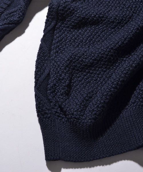 SHIPS JET BLUE(シップスジェットブルー)の「SHIPS JET BLUE(シップス ジェットブルー): 【コットン/リネン】 クレイジーケーブルニット■(ニット/セーター・メンズ・オリーブ/ライトブルー/ネイビー/グレー・SMALL/LARGE/MEDIUM)」の12枚目の写真