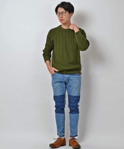 SHIPS JET BLUE(シップスジェットブルー)の「SHIPS JET BLUE(シップス ジェットブルー): 【コットン/リネン】 クレイジーケーブルニット■(ニット/セーター・メンズ・オリーブ/ライトブルー/ネイビー/グレー・SMALL/LARGE/MEDIUM)」の19枚目の写真