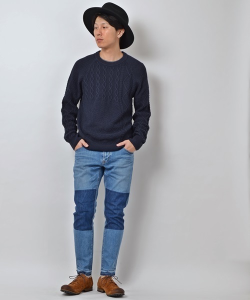 SHIPS JET BLUE(シップスジェットブルー)の「SHIPS JET BLUE(シップス ジェットブルー): 【コットン/リネン】 クレイジーケーブルニット■(ニット/セーター・メンズ・オリーブ/ライトブルー/ネイビー/グレー・SMALL/LARGE/MEDIUM)」の21枚目の写真