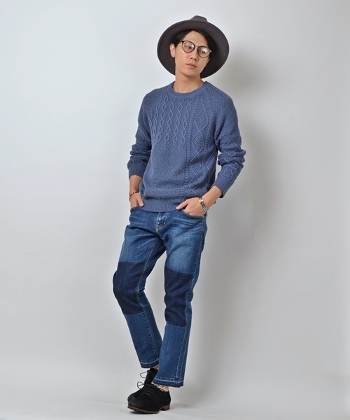 SHIPS JET BLUE(シップスジェットブルー)の「SHIPS JET BLUE(シップス ジェットブルー): 【コットン/リネン】 クレイジーケーブルニット■(ニット/セーター・メンズ・オリーブ/ライトブルー/ネイビー/グレー・SMALL/LARGE/MEDIUM)」の20枚目の写真