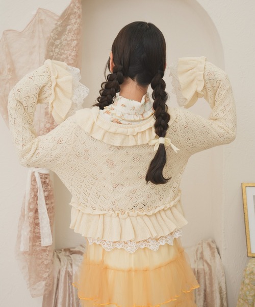 kutir(クティール)の「【クティールとレトロ】透かし編みレースフリルカーディガン(カーディガン/ボレロ・レディース・アイボリー/レッド/グリーン/ピンク/レッド系その他/ブルー・FREE)」の10枚目の写真