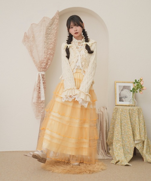 kutir(クティール)の「【クティールとレトロ】透かし編みレースフリルカーディガン(カーディガン/ボレロ・レディース・アイボリー/レッド/グリーン/ピンク/レッド系その他/ブルー・FREE)」の11枚目の写真