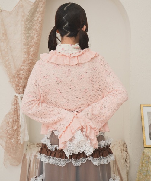 kutir(クティール)の「【クティールとレトロ】透かし編みレースフリルカーディガン(カーディガン/ボレロ・レディース・アイボリー/レッド/グリーン/ピンク/レッド系その他/ブルー・FREE)」の7枚目の写真