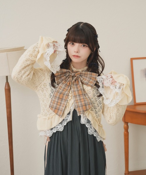 kutir(クティール)の「【クティールとレトロ】透かし編みレースフリルカーディガン(カーディガン/ボレロ・レディース・アイボリー/レッド/グリーン/ピンク/レッド系その他/ブルー・FREE)」の21枚目の写真