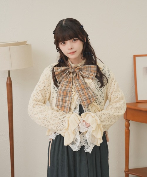 kutir(クティール)の「【クティールとレトロ】透かし編みレースフリルカーディガン(カーディガン/ボレロ・レディース・アイボリー/レッド/グリーン/ピンク/レッド系その他/ブルー・FREE)」の22枚目の写真