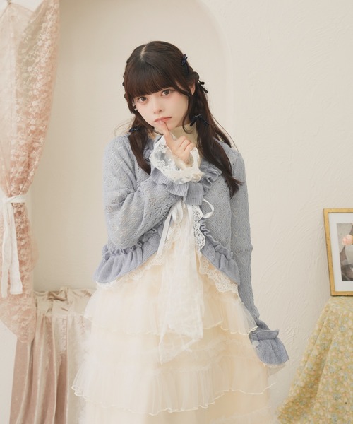 kutir(クティール)の「【クティールとレトロ】透かし編みレースフリルカーディガン(カーディガン/ボレロ・レディース・アイボリー/レッド/グリーン/ピンク/レッド系その他/ブルー・FREE)」の14枚目の写真
