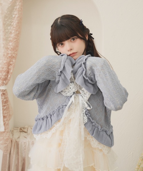 kutir(クティール)の「【クティールとレトロ】透かし編みレースフリルカーディガン(カーディガン/ボレロ・レディース・アイボリー/レッド/グリーン/ピンク/レッド系その他/ブルー・FREE)」の15枚目の写真