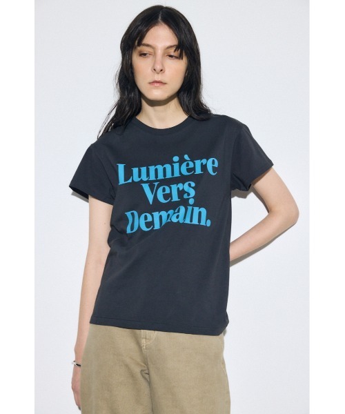 AZUL by moussy(アズールバイマウジー)の「メッセージロゴ半袖Tシャツ(Tシャツ/カットソー・レディース・オフホワイト/ライトイエロー/ライトブラック/ピンク・SMALL/MEDIUM)」の15枚目の写真