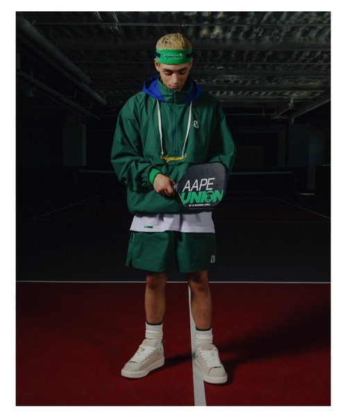 AAPE BY A BATHING APE（エーエイプバイアベイシングエイプ）の「AAPE UNION SPORT "PICKLEBALL" Half Zip Jacket in Teflon Coating (detachable)（その他アウター・メンズ・ブラック/ダークグリーン・SMALL/LARGE/X-LARGE/MEDIUM）」の3枚目の写真