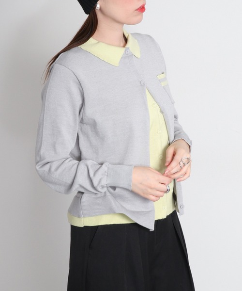 cepo（セポ）の「ダブルレイヤードポロニットカーディガン（カーディガン/ボレロ・レディース・ネイビー/グレー/オフホワイト・M）」の22枚目の写真