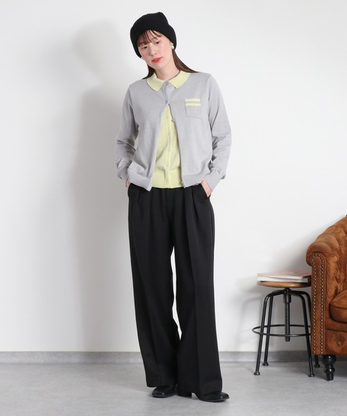 cepo（セポ）の「ダブルレイヤードポロニットカーディガン（カーディガン/ボレロ・レディース・ネイビー/グレー/オフホワイト・M）」の16枚目の写真