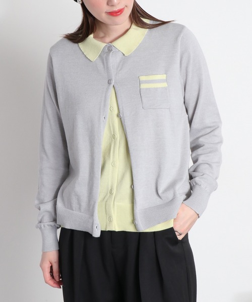 cepo（セポ）の「ダブルレイヤードポロニットカーディガン（カーディガン/ボレロ・レディース・ネイビー/グレー/オフホワイト・M）」の21枚目の写真