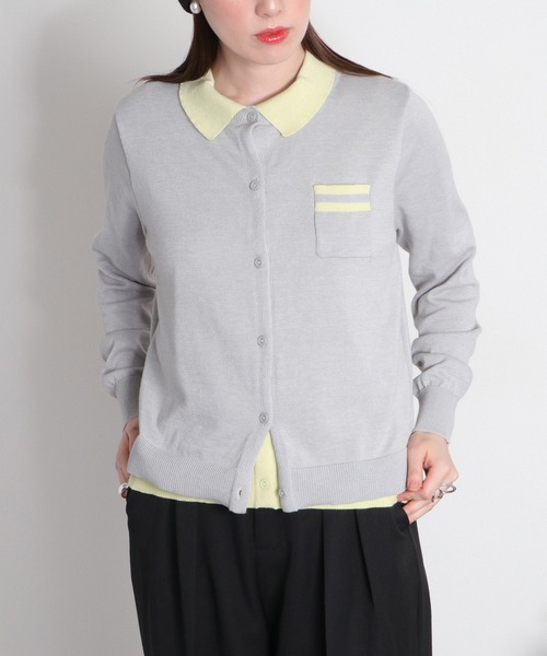 cepo（セポ）の「ダブルレイヤードポロニットカーディガン（カーディガン/ボレロ・レディース・ネイビー/グレー/オフホワイト・M）」の20枚目の写真