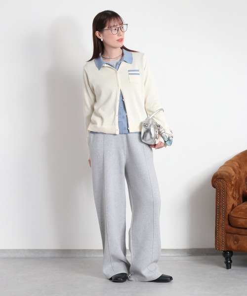 cepo（セポ）の「ダブルレイヤードポロニットカーディガン（カーディガン/ボレロ・レディース・ネイビー/グレー/オフホワイト・M）」の4枚目の写真