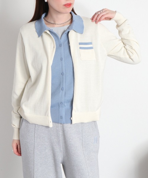 cepo（セポ）の「ダブルレイヤードポロニットカーディガン（カーディガン/ボレロ・レディース・ネイビー/グレー/オフホワイト・M）」の13枚目の写真