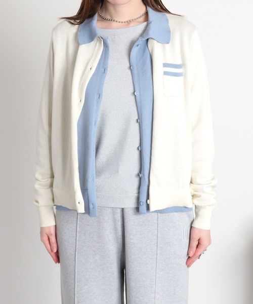 cepo（セポ）の「ダブルレイヤードポロニットカーディガン（カーディガン/ボレロ・レディース・ネイビー/グレー/オフホワイト・M）」の14枚目の写真