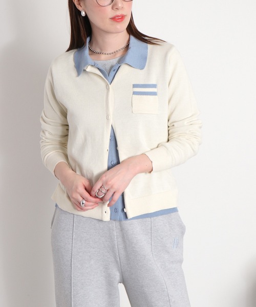 cepo（セポ）の「ダブルレイヤードポロニットカーディガン（カーディガン/ボレロ・レディース・ネイビー/グレー/オフホワイト・M）」の12枚目の写真
